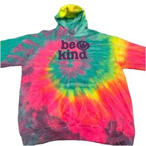 Destination Brand Be KIND Hoodie Rainbow Fluorescent Sun Tie Dye. Size XL